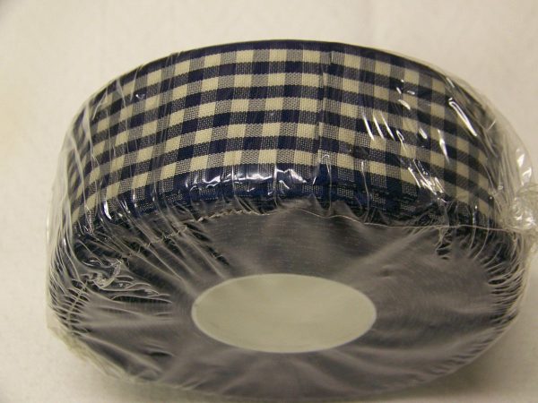 Navy and Natural Gingham 32mm Ribbon Gingham Ribbon Bows Navy Trim For Cheap