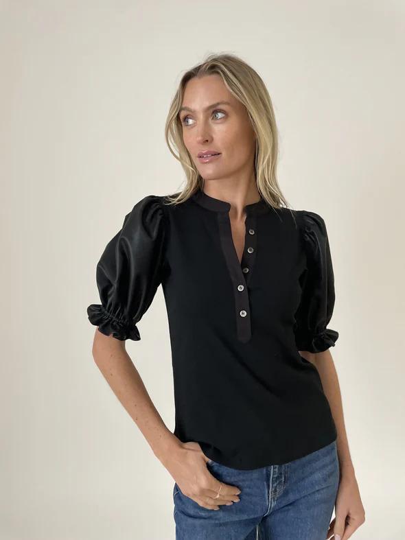 Six Fifty Faux Leather Sleeve Top Online