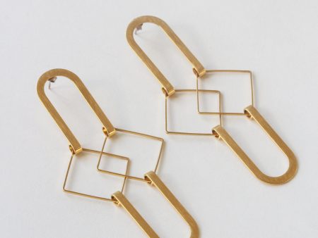 Gold Squared Earrings Fashion