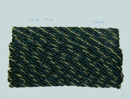 10 Yds Twisted Cord Hunter Green and Gold 8mm Trim Braided Twisted Embellishment For Discount