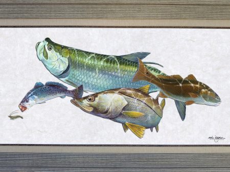 Acrylic Illustration - South FL Inshore Slam on Sale