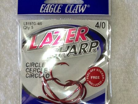 Circle Offset Hooks Reds- Lazer Sharp by Eagle Claw  L8197G Cheap