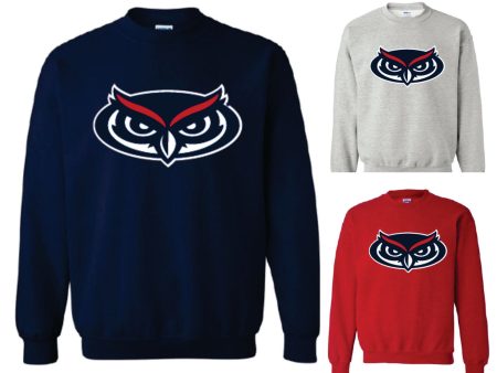 Youth Crew Neck Sweatshirt with printed FAU Owlhead (Logo 7) Cheap