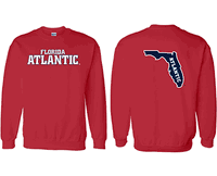 Florida Atlantic Red  State  Crew Neck Sweatshirt (Logo3 6) Supply