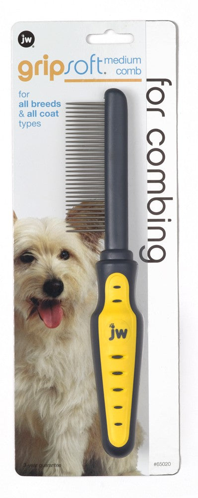 JW Pet Comb Grey Yellow 1ea MD Discount