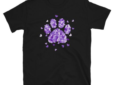 Purple Paw Print of Hearts T-Shirt on Sale