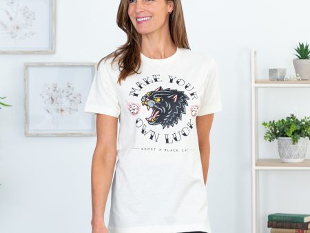 Lucky Black Cat T-Shirt For Sale