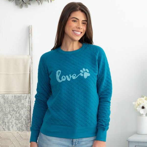 Quilted Love Paw Crewneck Sweatshirt Cheap