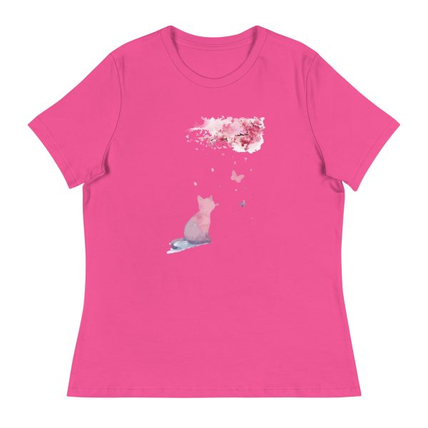 Cherry Blossom Kitten Women s Relaxed T-Shirt Online now