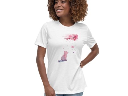 Cherry Blossom Kitten Women s Relaxed T-Shirt Online now