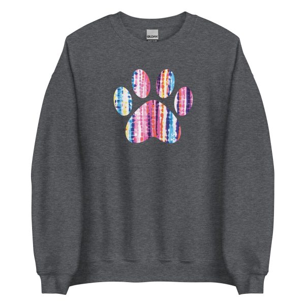 Hues of Pink Tie-Dye Paw Print Crewneck Sweatshirt For Discount