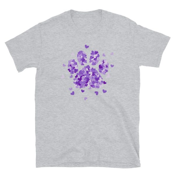 Purple Paw Print of Hearts T-Shirt on Sale