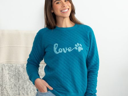 Quilted Love Paw Crewneck Sweatshirt Cheap