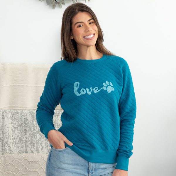 Quilted Love Paw Crewneck Sweatshirt Cheap