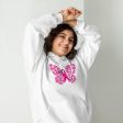 Pink Ribbon Floral Butterfly Hoodie For Sale