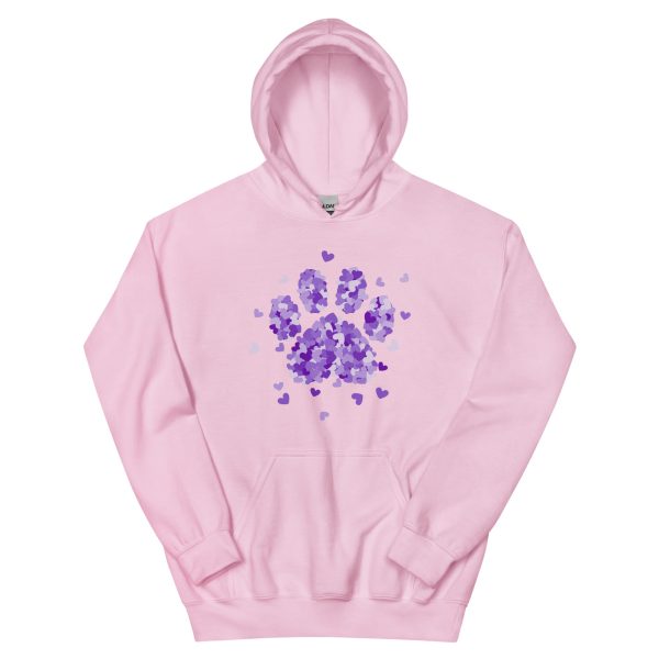 Purple Paw Print of Hearts Hoodie For Discount