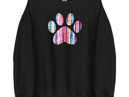 Hues of Pink Tie-Dye Paw Print Crewneck Sweatshirt For Discount