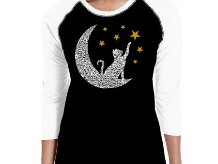 Cat Moon - Women s Raglan Word Art T-Shirt Hot on Sale