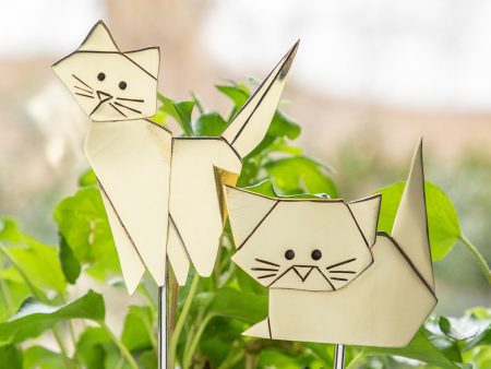 Origami Cat Mixed Metal Plant Stake Online Hot Sale