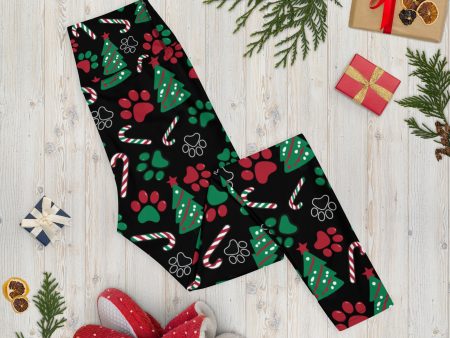 Christmas Paws & Candy Canes Leggings Online now