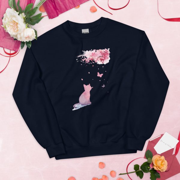 Cherry Blossom Kitten Crewneck Sweatshirt Online now