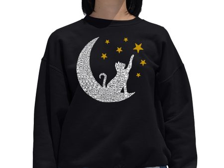 Cat Moon - Women s Word Art Crewneck Sweatshirt For Cheap