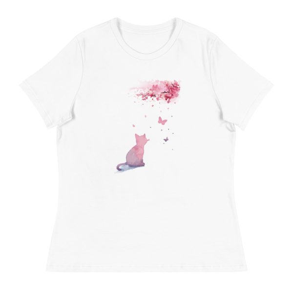 Cherry Blossom Kitten Women s Relaxed T-Shirt Online now