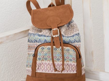 Traditional Pastel Pastel Faux Suede-Accented Cotton Backpack from Guatemala For Discount