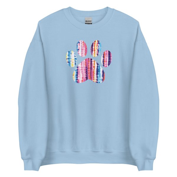 Hues of Pink Tie-Dye Paw Print Crewneck Sweatshirt For Discount