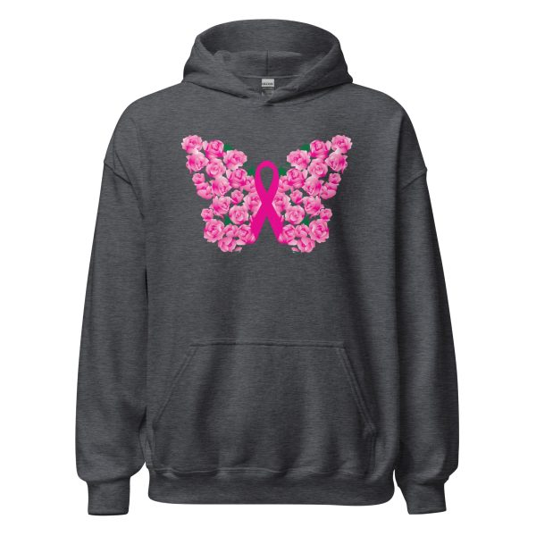 Pink Ribbon Floral Butterfly Hoodie For Sale