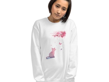 Cherry Blossom Kitten Crewneck Sweatshirt Online now