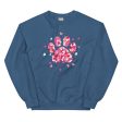 Pink Paw Print of Hearts Crewneck Sweatshirt Hot on Sale