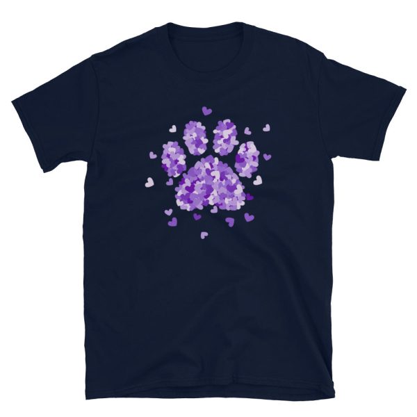 Purple Paw Print of Hearts T-Shirt on Sale