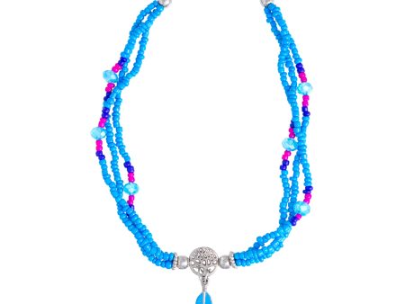 Hand Beaded Feather & Tree of Life Anklet For Discount