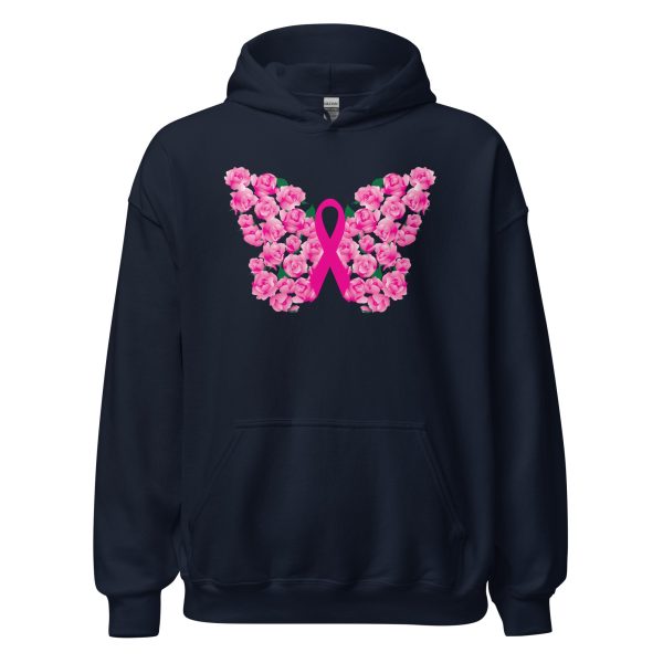 Pink Ribbon Floral Butterfly Hoodie For Sale