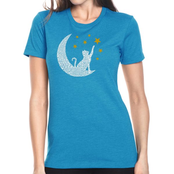 Cat Moon - Women s Premium Blend Word Art T-Shirt For Sale