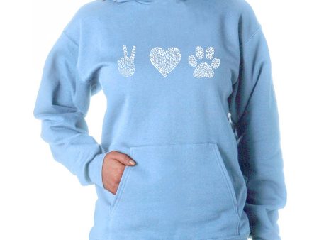 Peace Love Dogs  - Women s Word Art Hooded Sweatshirt on Sale