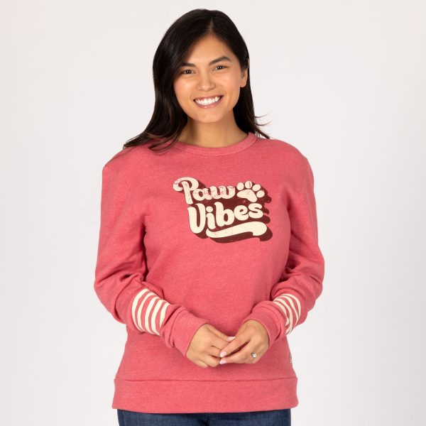 Paw Vibes Stripe Crew Neck Sweatshirt Discount