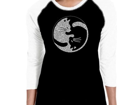 Yin Yang Cat  - Women s Raglan Word Art T-Shirt Online Hot Sale