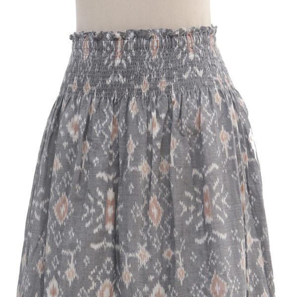 Grey Gardens Hand Woven Cotton Midi Ikat Skirt from Bali Online now