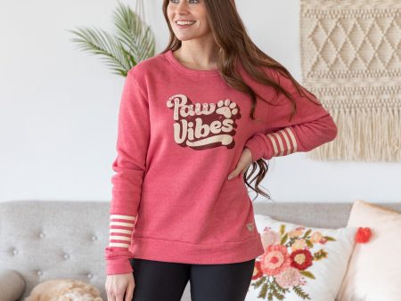 Paw Vibes Stripe Crew Neck Sweatshirt Discount