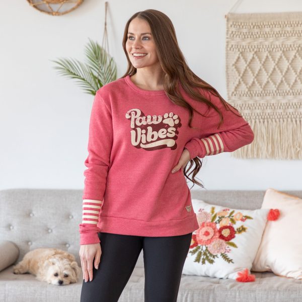 Paw Vibes Stripe Crew Neck Sweatshirt Discount