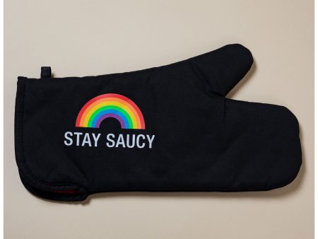 Stay Saucy Black Oven Mitt Fashion