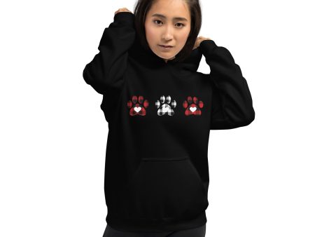 Triple Gingham Paws With Hearts Hoodie Online