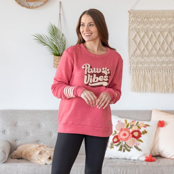 Paw Vibes Stripe Crew Neck Sweatshirt Discount