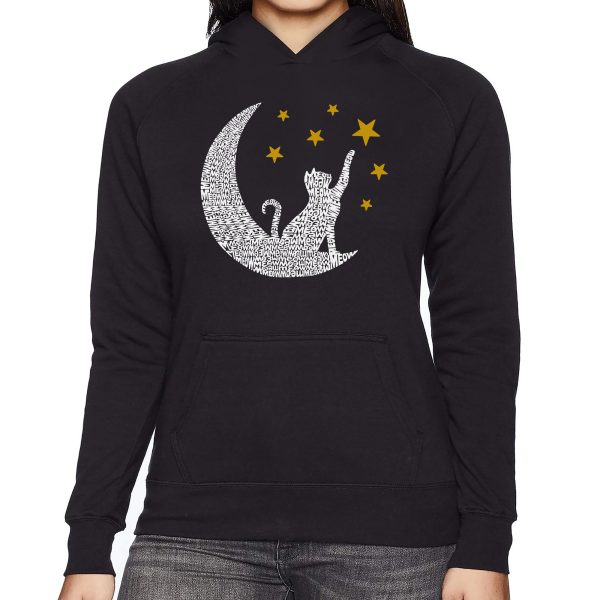 Cat Moon - Women s Word Art Hooded Sweatshirt For Discount