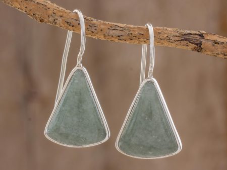 Apple Green Mayan Triangles Apple Green Triangular Jade Earrings from Guatemala Hot on Sale