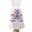 Bright Oaxaca Blossoms Colorful Hand Embroidered White Cotton Ruffled Skirt Online Hot Sale