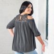 Cold Shoulder Juliet Sleeve Top Hot on Sale