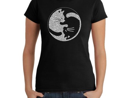 Yin Yang Cat  - Women s Word Art T-Shirt Online Hot Sale